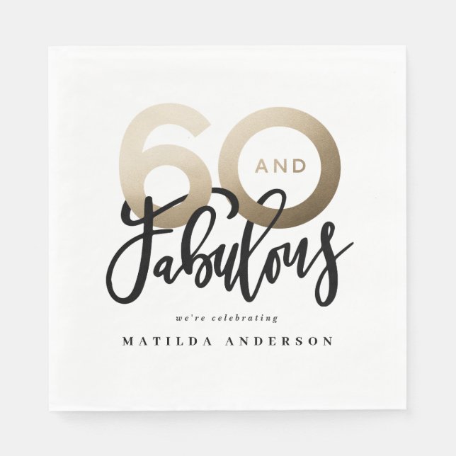 Making 60 look good modern gold birthday party napkins (Front)