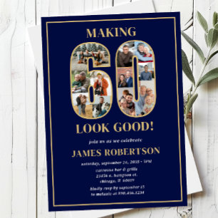 Making 60 Look Good Photo Birthday Invitation