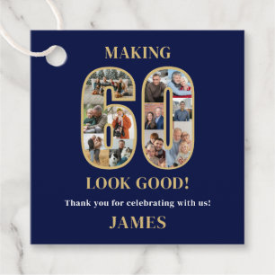 Making 60 Look Good Photo Birthday Thank You Favor Tags