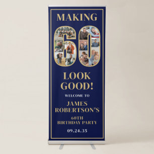 Making 60 Look Good Photo Birthday Welcome Retractable Banner
