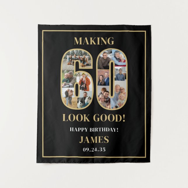 Making 60 Look Good Photo Collage 60th Birthday  Tapestry (Front)