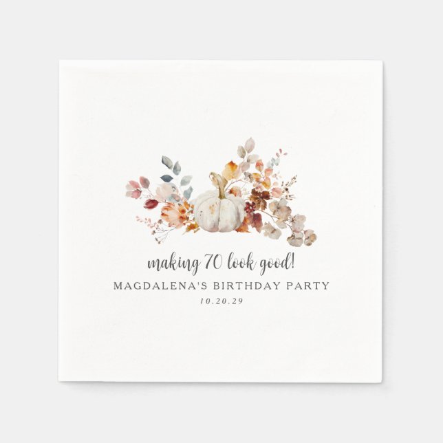 Making 70 Look Good Custom Fall Birthday Napkins (Front)