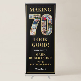 Making 70 Look Good Photo Collage 70th Birthday Retractable Banner