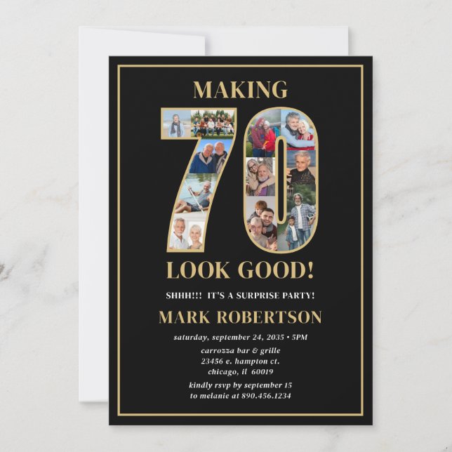 Making 70 Look Good Photo Surprise Birthday Invitation (Front)
