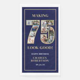 Making 75 Look Good Photo Birthday Paper Guest Towels