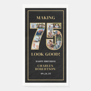 Making 75 Look Good Photo Birthday Paper Guest Towels