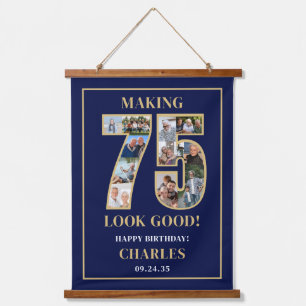 Making 75 Look Good Photo Collage 75th Birthday Hanging Tapestry