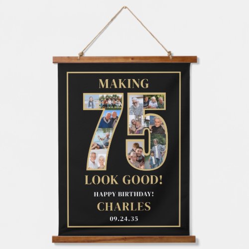 Making 75 Look Good Photo Collage 75th Birthday Hanging Tapestry