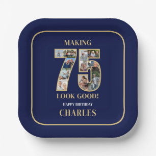 Making 75 Look Good Photo Collage 75th Birthday Paper Plates