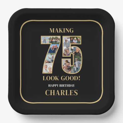 Making 75 Look Good Photo Collage 75th Birthday Paper Plates