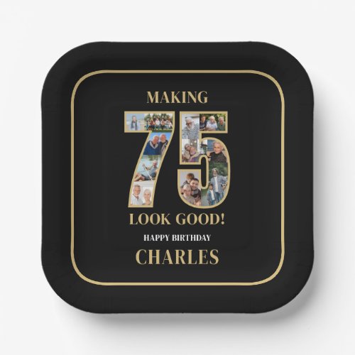 Making 75 Look Good Photo Collage 75th Birthday Paper Plates