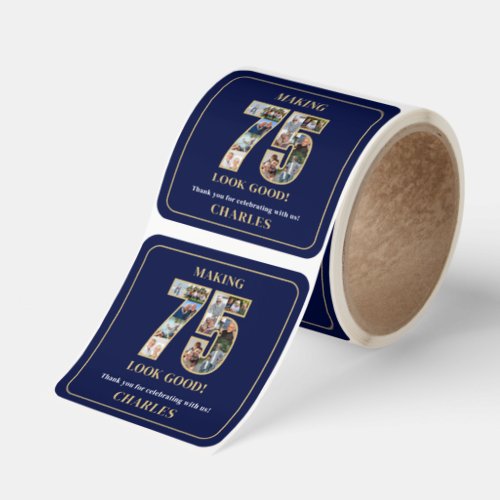 Making 75 Look Good Photo Collage 75th Birthday Square Sticker