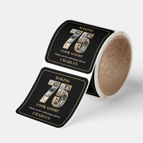 Making 75 Look Good Photo Collage 75th Birthday Square Sticker