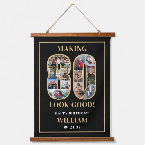 Making 80 Look Good Photo Collage 80th Birthday Hanging Tapestry