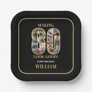 Making 80 Look Good Photo Collage 80th Birthday Paper Plates