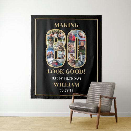 Making 80 Look Good Photo Collage 80th Birthday Tapestry