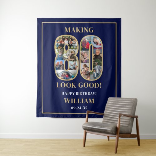 Making 80 Look Good Photo Collage 80th Birthday Tapestry