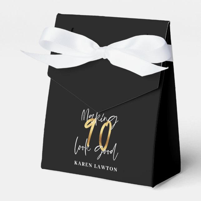 Making 90 look good gold birthday favor box (Front Side)