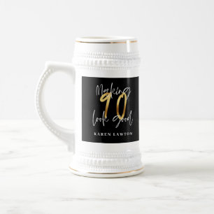 Making 90 look good gold birthday flask beer stein