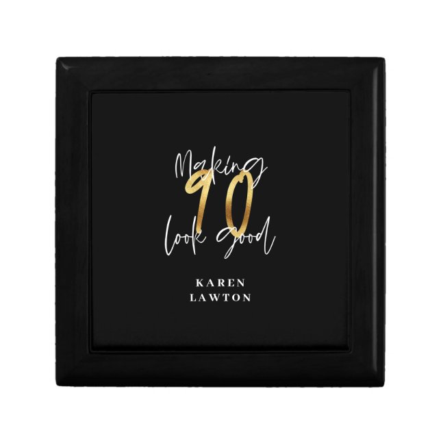 Making 90 look good gold birthday  gift box (Front)
