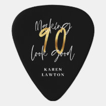 Making 90 look good gold birthday guitar pick