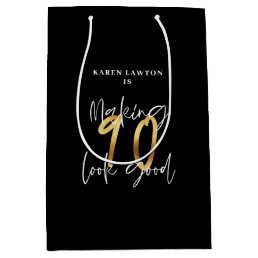 Making 90 look good gold birthday medium gift bag