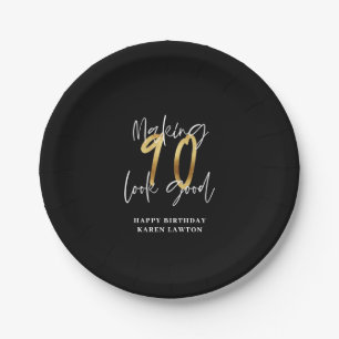 Making 90 look good gold birthday  paper plates