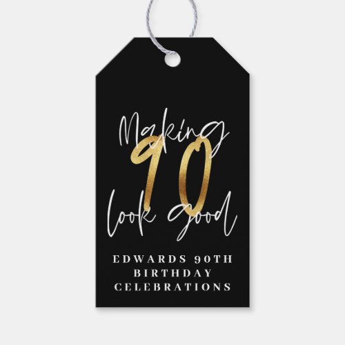 Making 90 look good gold birthday thank you gift tags