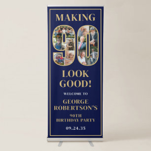 Making 90 Look Good Photo Birthday Welcome Retractable Banner