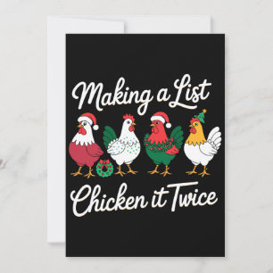 Making A List Chicken It Twice Christmas Rooster Invitation