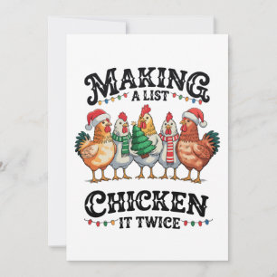 Making A List Chicken It Twice Christmas Xmas Holiday Card