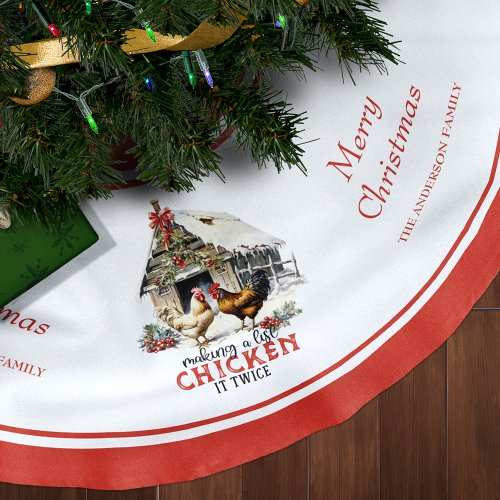 Making a List Chicken It Twice Country Christmas Brushed Polyester Tree Skirt