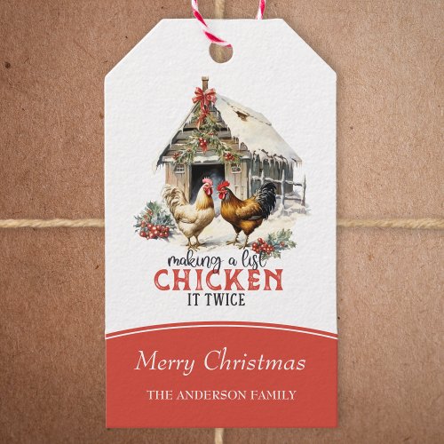 Making a List Chicken It Twice Country Christmas Gift Tags