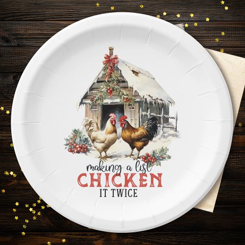 Making a List Chicken It Twice Country Christmas Paper Plates