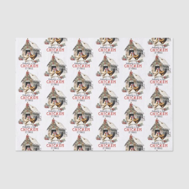 Making a List Chicken It Twice Country Christmas Tissue Paper (Front)