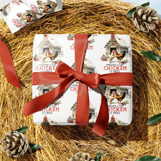 Making a List Chicken It Twice Country Christmas Wrapping Paper (Creator Uploaded)
