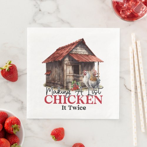 Making a List Chicken it Twice Funny Christmas  Paper Dinner Napkins