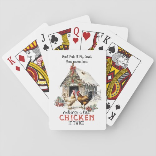 Making a list chicken it twice funny personalize poker cards