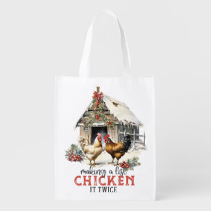 "Making a list, Chicken it twice" Puns Christmas Grocery Bag