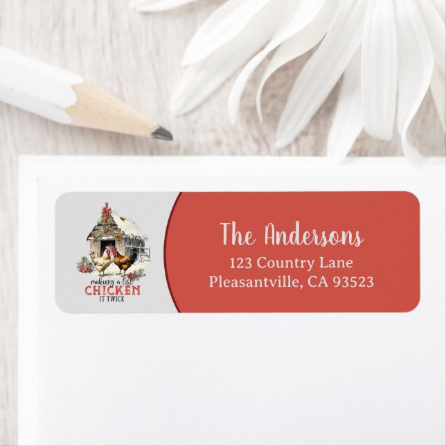 "Making a list, Chicken it twice" Puns Christmas Label (Insitu)