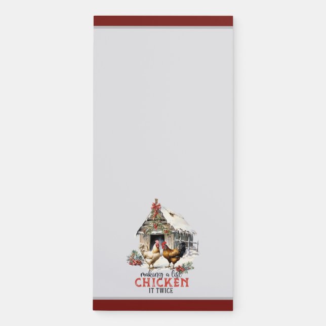 "Making a list, Chicken it twice" Puns Christmas Magnetic Notepad (Front)