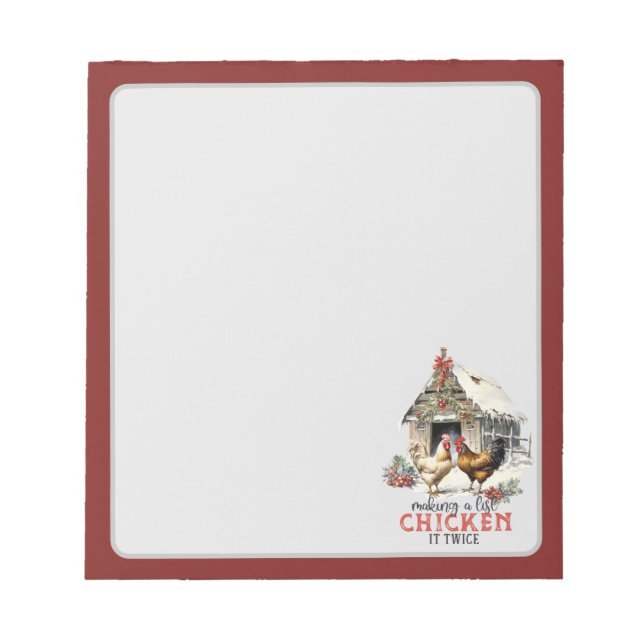 "Making a list, Chicken it twice" Puns Christmas Notepad (Front)