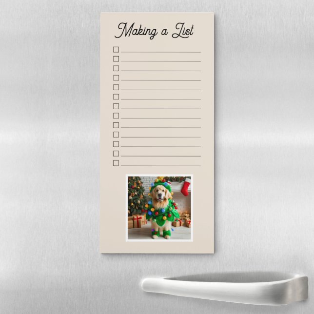 Making a List Custom Photo Pet Holiday Checklist Magnetic Notepad (In Situ)
