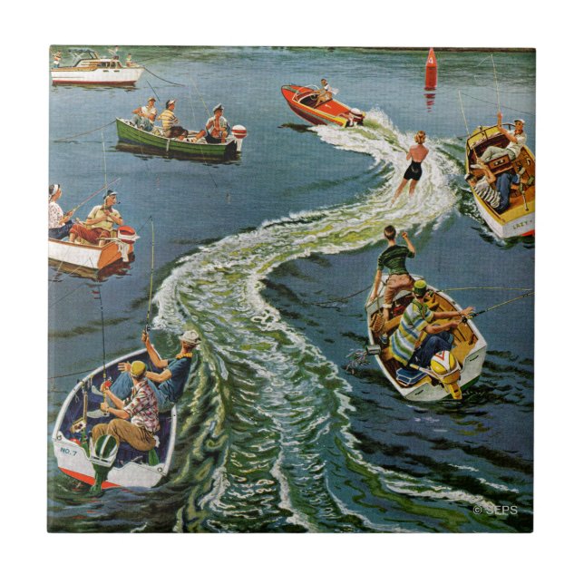 Making A Wake by Ben Kimberly Pins Ceramic Tile (Front)