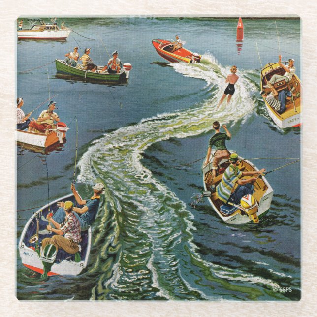 Making A Wake by Ben Kimberly Pins Glass Coaster (Front)