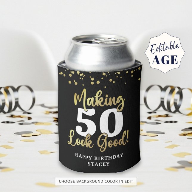 Making AGE Look Good Black Gold Birthday Can Cooler (Creator Uploaded)