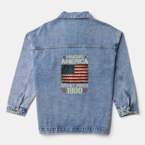 Making America Great Since 1990 Vintage  32nd Birt Denim Jacket