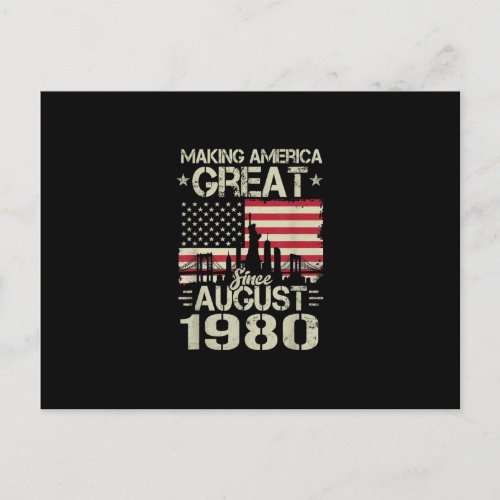 Making America Great Since August Birthday Gift 19 Announcement Postcard