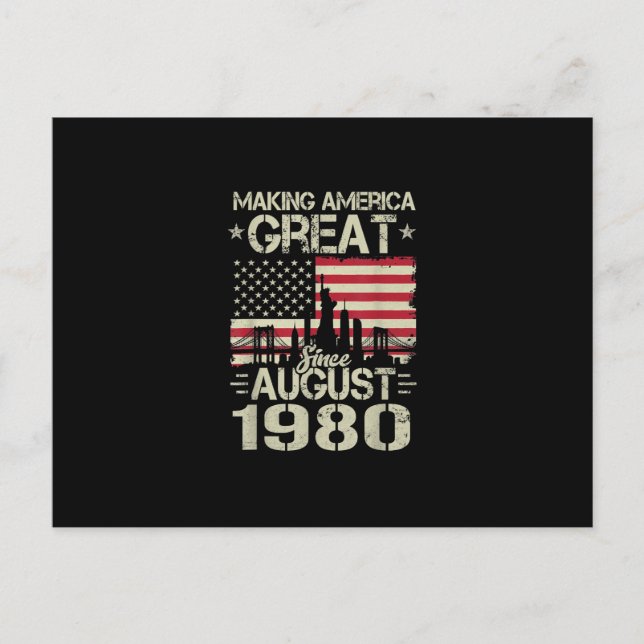 Making America Great Since August Birthday Gift 19 Announcement Postcard (Front)