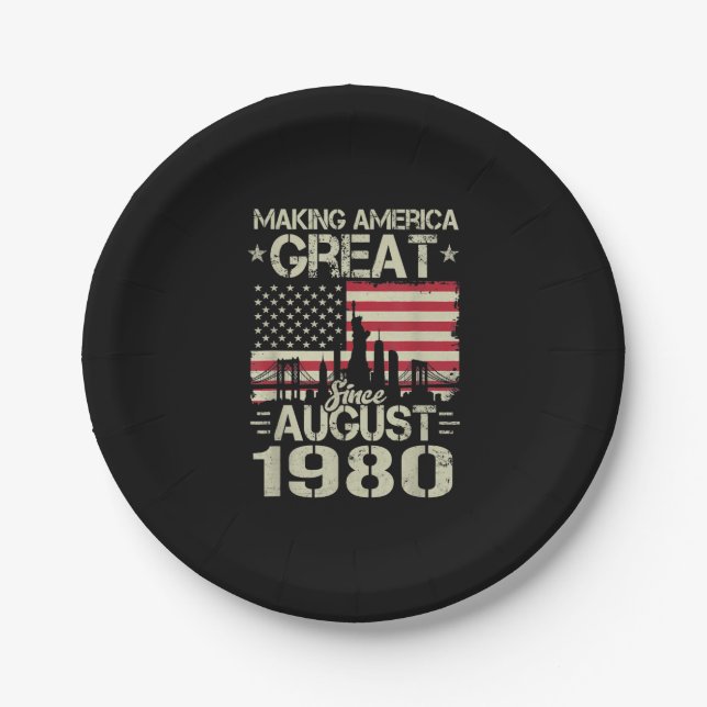 Making America Great Since August Birthday Gift 19 Paper Plates (Front)